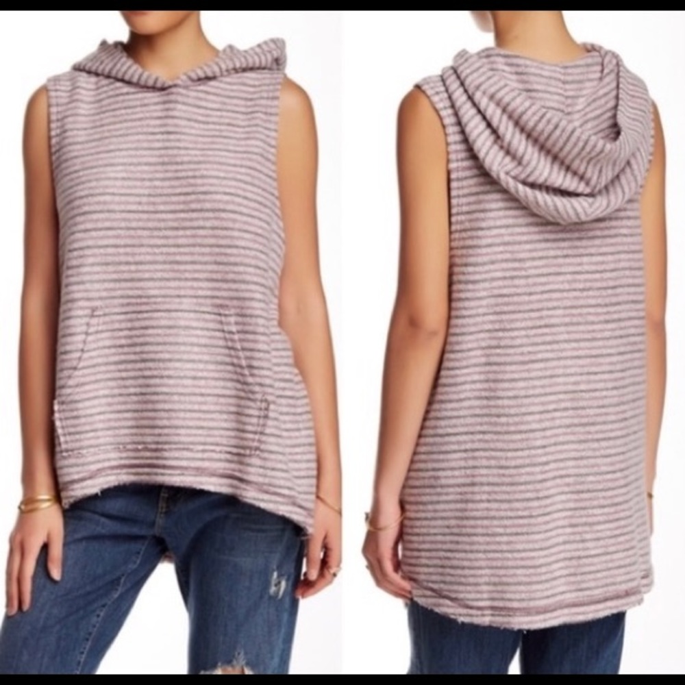 Free People | Purple Striped Sleeveless Hoodie